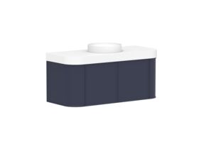 Supporting Image 2 - Kado Era Double Curve All Door 1200mm Wall Hung Vanity Centre Basin 90mm Durasein Top Royal Battle Blue