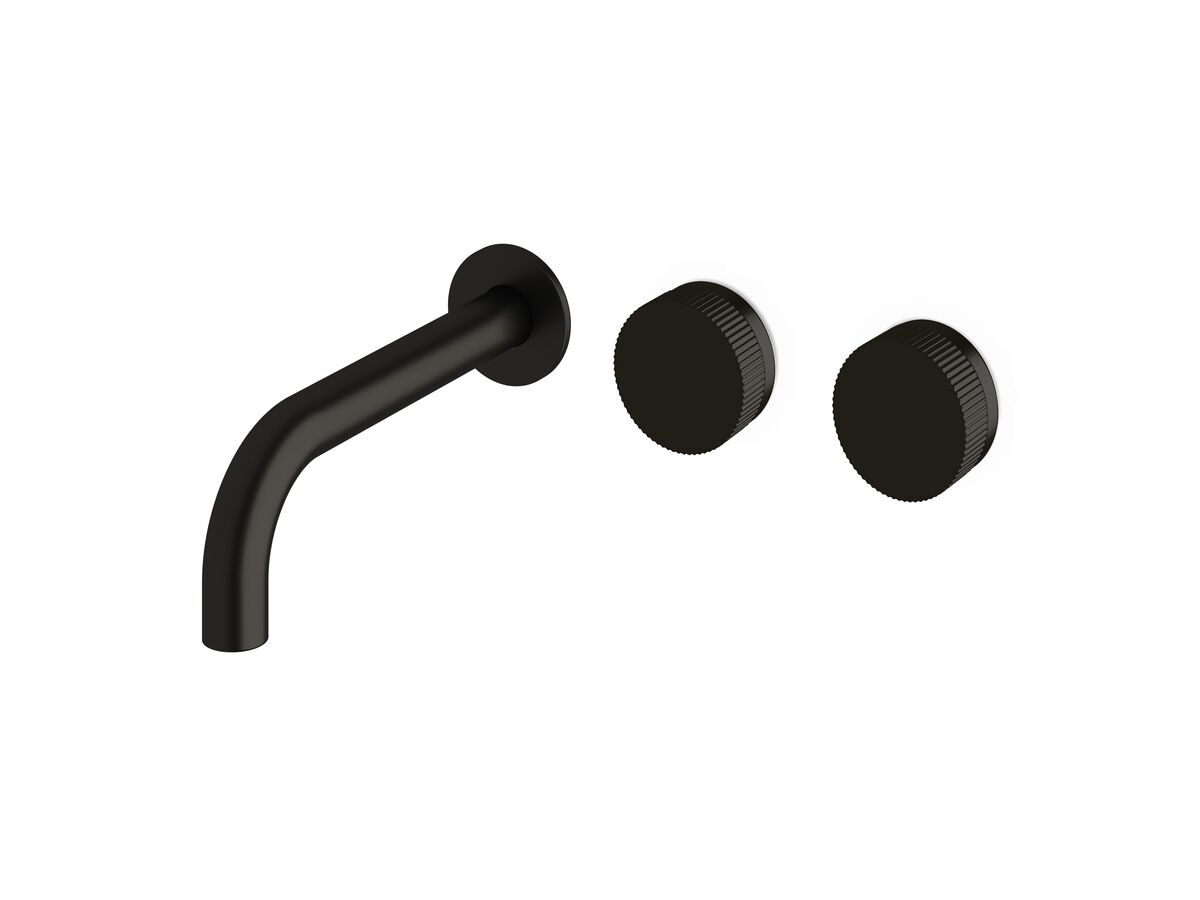 Sussex Pure Wall Bath Hostess System 200mm Right Hand with Linear Textured Handles PVD Matte Black