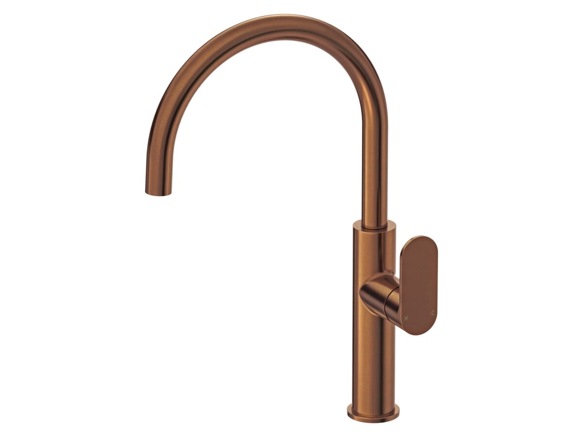 Hero - Mizu Soothe MK2 Gooseneck Sink Mixer Curved Brushed Bronze (5 Star) Lead Free