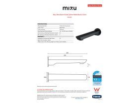 Specification Sheet - Mizu Bliss Basin Outlet 200mm Matte Black (4 Star)