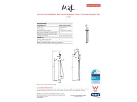Specification Sheet - Milli Pure Floor Mounted Bath Mixer Tap with Handshower Trimset PVD Brushed Gunmetal (3 Star)