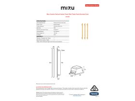 Specification Sheet - Mizu Soothe Vertical Heated Towel Rail (Triple Pack) Brushed Gold