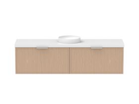 Supporting Image - Kado Lux Slim All Drawer 1800mm Wall Hung Vanity with Centre Basin 50mm Top Blonde Oak