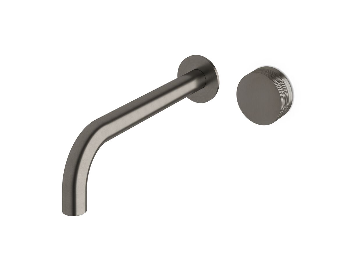 Sussex Pure Progressive Wall Bath Mixer Tap System 250mm with Cirque Textured Handle PVD Brushed Gunmetal