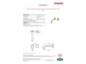 Specification Sheet - Sussex Pure Elemental Progressive Bath Mixer System 200mm PVD Brushed Gold