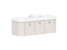 Supporting Image 2 - Kado Era Double Curve All Door 1500mm Wall Hung Vanity Centre Basin 90mm Durasein Top Feather Grey