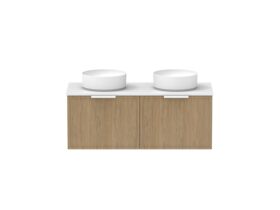 Supporting Image - Kado Lux Slim All Drawer 1200mm Wall Hung Vanity with Double Basin 20mm Top Boston Oak