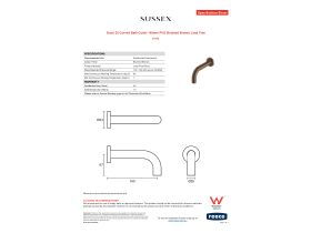 Specification Sheet - Scala 25 Curved Bath Outlet 160mm PVD Brushed Bronze Lead Free
