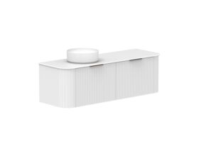 Supporting Image 2- Kado Neue Fluted Double Curve All Drawer 1500 Wall Hung Vanity with Left Hand Basin Durasein 12mm Top Ultra White