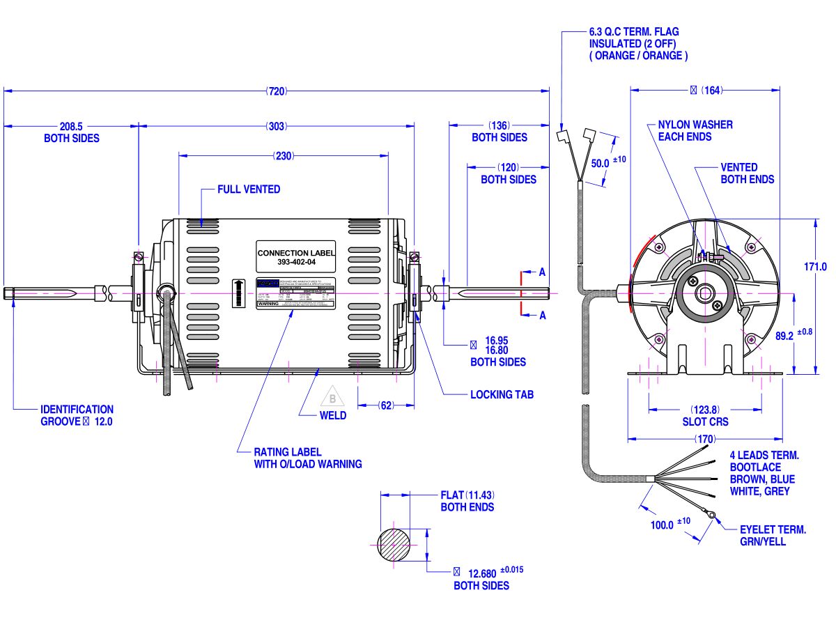 Fasco Fan Motor 240V 1100W 809455SVA-B12S