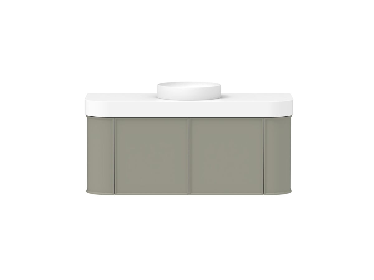 Supporting Image - Kado Era Double Curve All Door 1200mm Wall Hung Vanity Centre Basin 90mm Durasein Top Wolfram Green