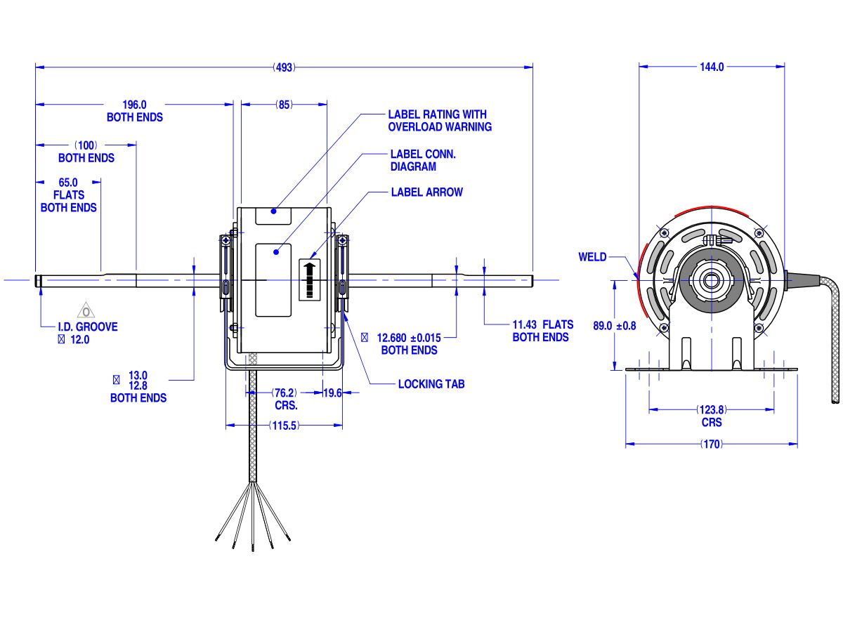 Fasco Fan Motor 240V 2 Speed 100W 8061S083-80