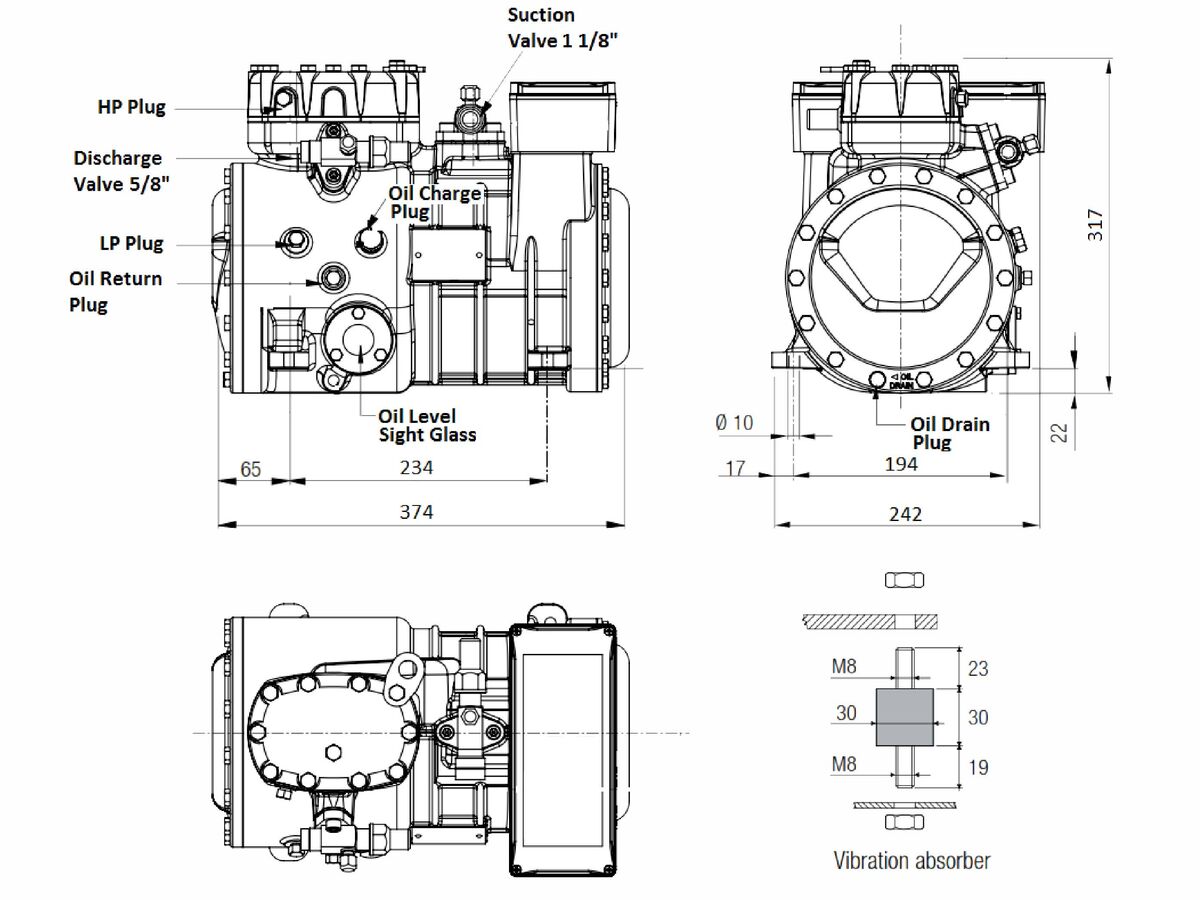 Tecumseh Semi Hermetic Compressor SH4550Z