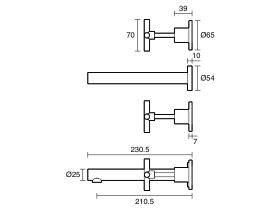 Technical Drawing - Posh Solus Bath Set with 210mm Outlet