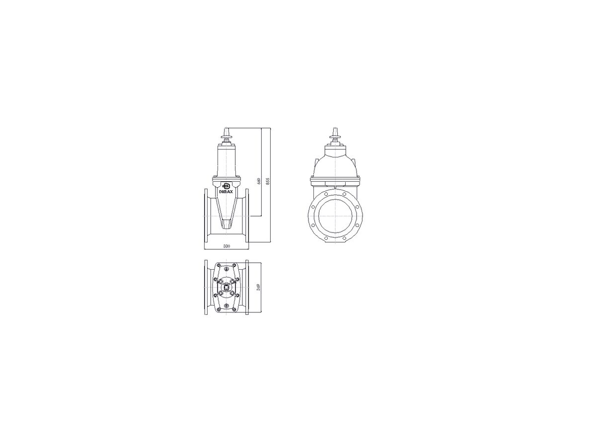 Line Drawing - 250 DIMAX FL PN16 RS GATE VALVE B5