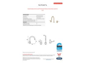 Specification Sheet - Scala Hob Basin Set Curved PVD Brushed Platinum Gold (5 Star) Lead Free