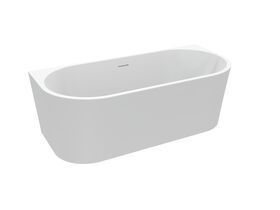 Supporting Image 2 - Posh Solus Back to Wall Freestanding Bath 1600mm with Overflow Matte White - Perspective View