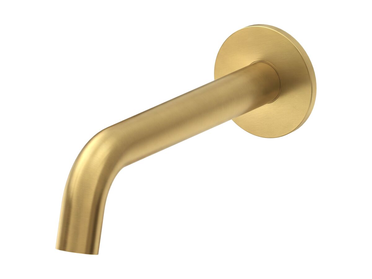 Mizu Drift Wall Basin/Bath Outlet Curve Spout 200 Brushed Brass (6 Star)