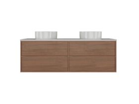 Supporting Image - Kado Aspect Wall Hung Vanity Unit 1500mm Double Bowl 4 Drawer Corian 20mm Top - Florentine Walnutp