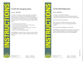User Manual - Refco Charge Oil Pump with Adaptor 21702