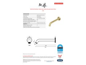 Specification Sheet - Milli Etch Wall Basin / Bath Outlet 250mm Brushed Gold (6 Star)