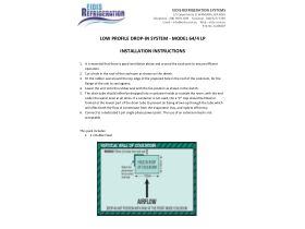 Installation Instructions - Eidis Drop In Low Profile Refrigeration Unit 3/8Hp Medium Temp 64/4 LP With Digital Eliwell Controller
