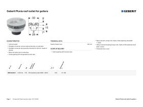 Specification Sheet - Geberit Pluvia Outlet - Gutter 100l/s Stainless Steel