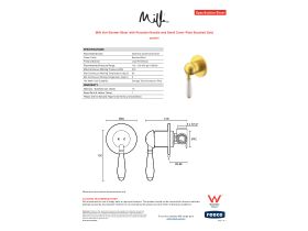 Specification Sheet - Milli Voir Shower Mixer with Porcelain Handle and Small Cover Plate Brushed Gold