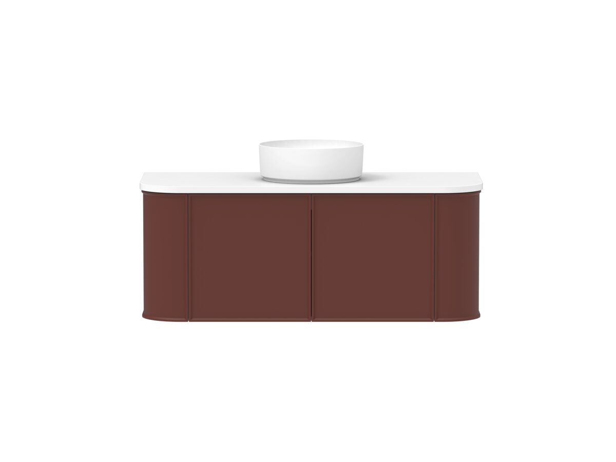 Supporting Image - Kado Era Double Curve All Door 1200mm Wall Hung Vanity with Centre Basin 20mm Top Red Marble