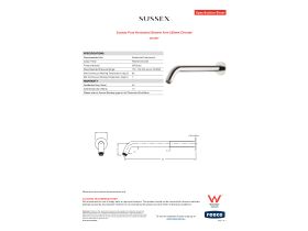 Specification Sheet - Sussex Pure Horizontal Shower Arm 350mm Chrome