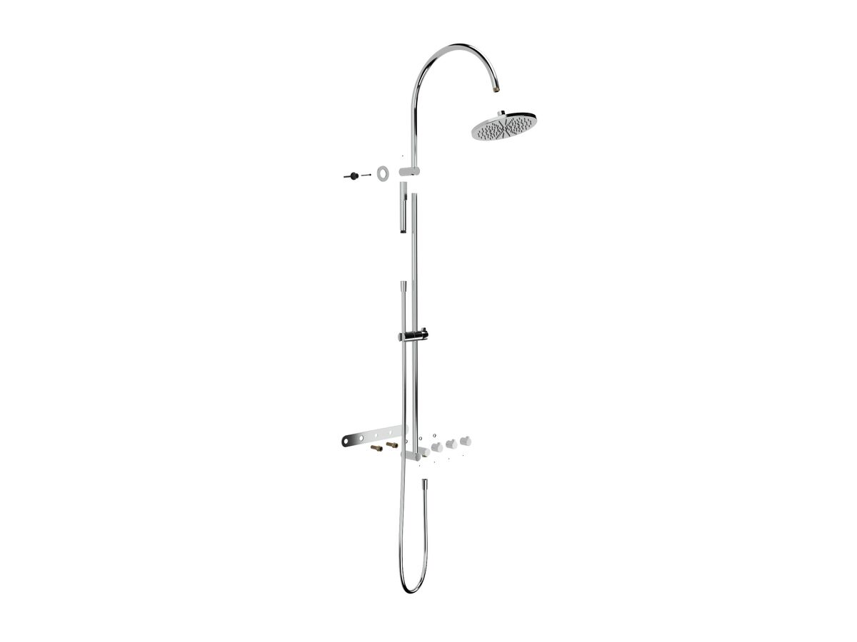 Hero - Faucet Strommen Vara Fin Wall Set with Twin Rail Shower Tap System Trimset Chrome (3 Star) Lead Free