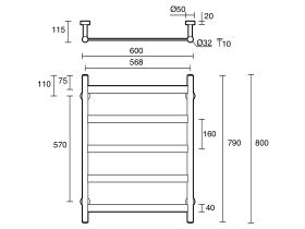 Mizu Stream Heated Towel Rail 600mm x 800mm