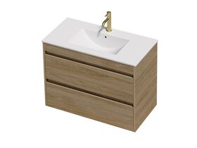 Posh Domaine Twin 900 2 Drawer Wall Hung Colour Console Top Matte White
