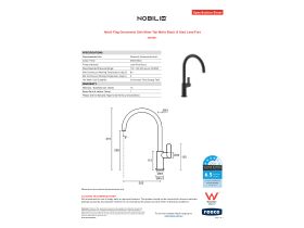 Specification Sheet - Nobili Flag Gooseneck Sink Mixer Tap Matte Black (4 Star) Lead Free