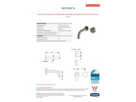 Specification Sheet - Sussex Pure Progressive Wall Basin Mixer Tap System 160mm PVD Brushed Gunmetal (3 Star)