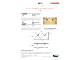 Specification Sheet - Memo Zenna Double Bowl Sink Stainless Steel Nanoplated Brass