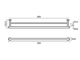 Mizu Drift Double Towel Rail 900mm