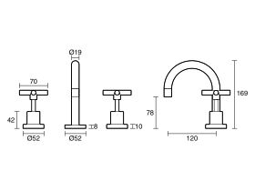 Technical Drawing - Posh Solus Basin Set Fixed Outlet