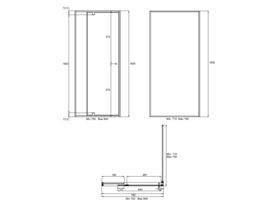 Creative Glass Semi-Framed Adjustable Front & Return base shower screen w pivot door - Height 1950 x Front 760-840 x Return 770-790 6mm Clear toughened glass and Polished Silver frame.