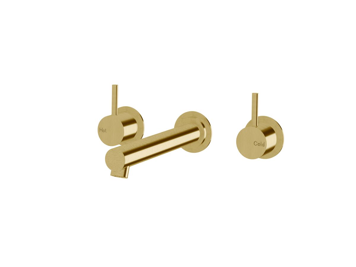 Sussex Scala Straight Wall Basin Set 200mm PVD Brushed Gold