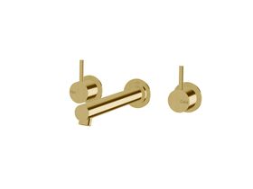 Sussex Scala Straight Wall Basin Set 200mm PVD Brushed Gold