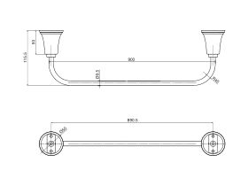Posh Canterbury Single Towel Rail 900mm