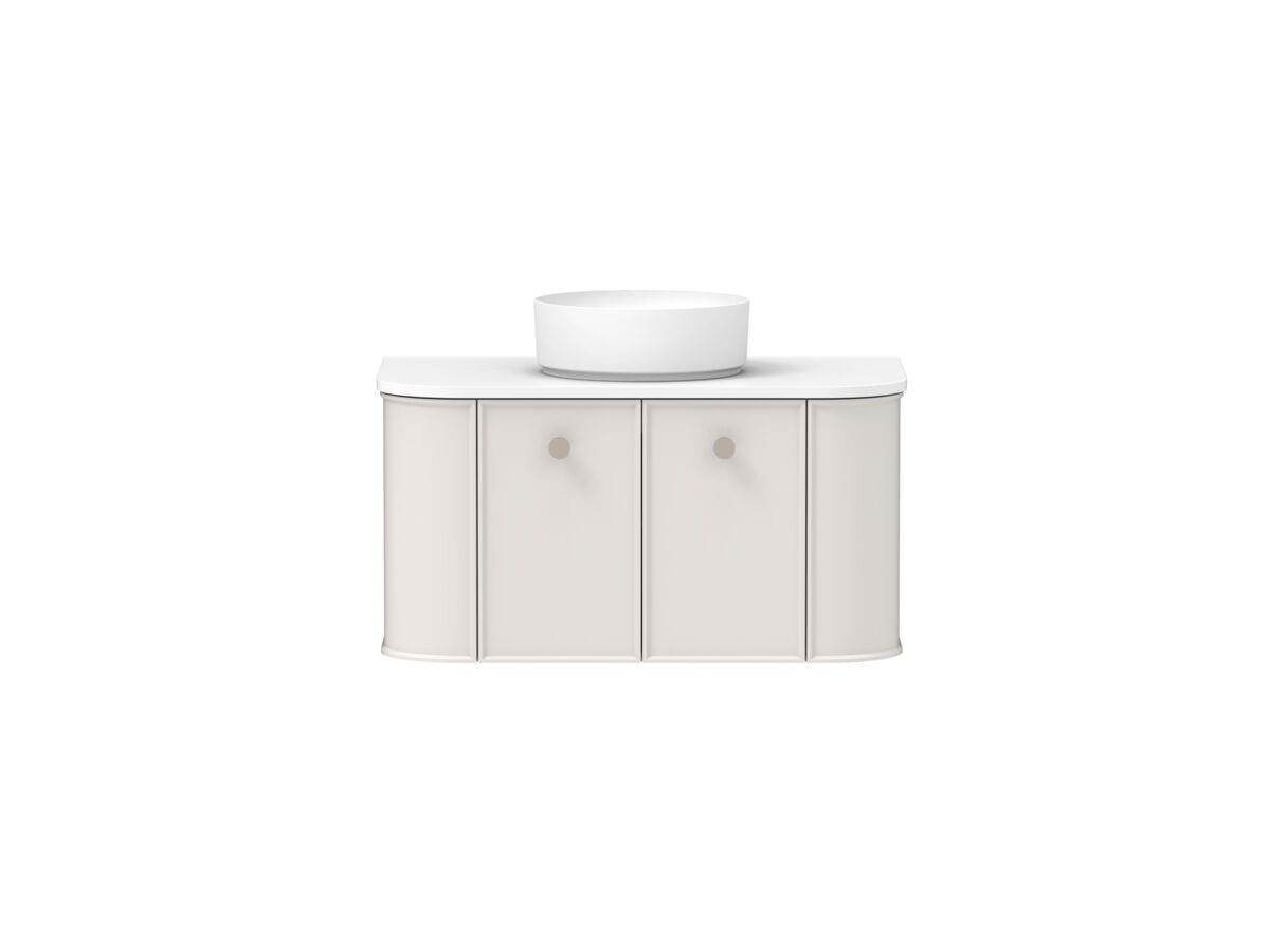 Supporting Image - Kado Era Double Curve All Door 900mm Wall Hung Vanity with Centre Basin 20mm Top Feather Grey