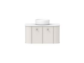 Supporting Image - Kado Era Double Curve All Door 900mm Wall Hung Vanity with Centre Basin 20mm Top Feather Grey