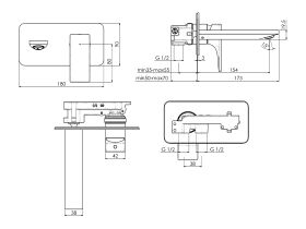 Milli Zato Basin Wall Mixer Set
