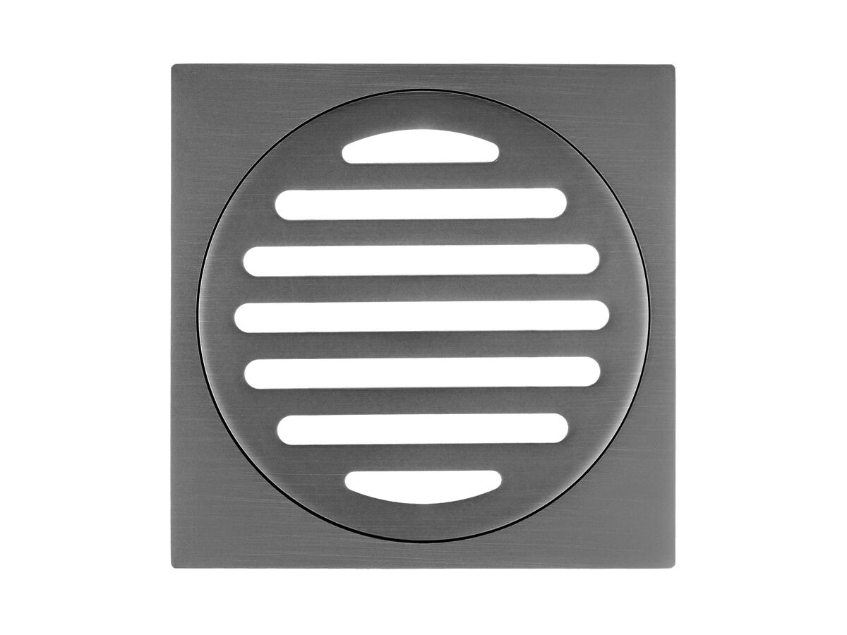 Mizu Drift Brass Trapscrew Grate Square 100mm Brushed Gunmetal