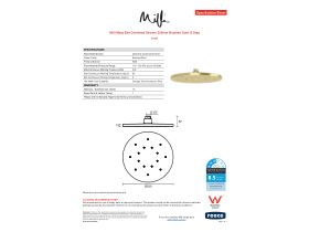 Specification Sheet - Milli Marq Edit Overhead Shower 250mm Brushed Gold (3 Star)