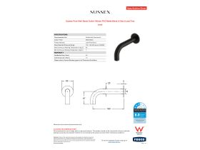 Specification Sheet - Sussex Pure Wall Basin Outlet 160mm PVD Matte Black (3 Star) Lead Free