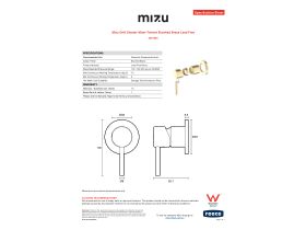 Specification Sheet - Mizu Drift Shower Mixer Trimset Brushed Brass Lead Free