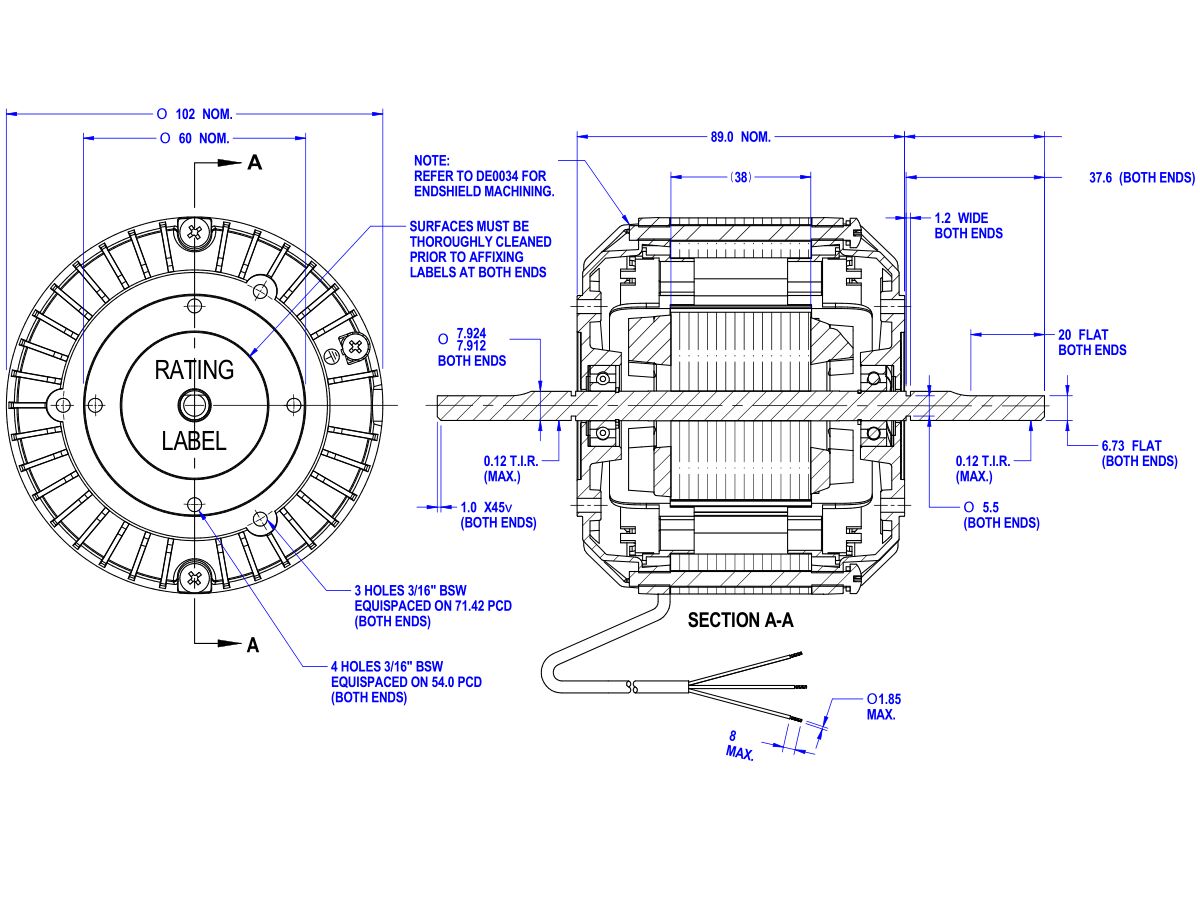 50D505-80AT Twin Shaft Fan Motor 60W